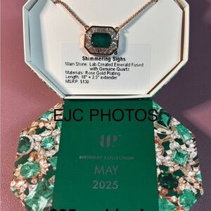 Green and Rose Gold Necklace with Emerald Accents